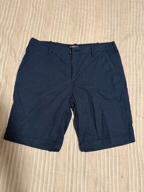 Express Men's Navy Microdot Flat Front Shorts